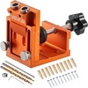 image:imageVEVOR Pocket Hole Jig Kit Adjustable and Easy to Use Pocket Hole Jig System with Step Drills Wrenches Drill Stop Rings Screws and Square Drive Bits Dual Scale Marks for DIY Carpentry ProjectsOrange
