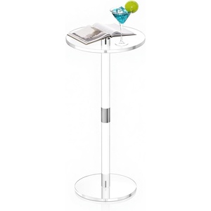 image:imageVEVOR Acrylic Drink Table Small Round Side Table with Solid Post Modern Clear End Table Transparent Cake Desk for Coffee Cocktail Dessert Snack Living Room Bedroom Bathroom Easy Assembly