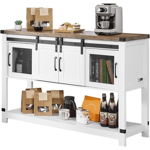 image:imageVEVOR Buffet Cabinet Sideboard Cabinet with 2Tier Storage Coffee Bar Cabinet with Adjustable Shelves Fluted Sideboard Buffet for Hallway Entryway Living Room or Kitchen OakWhite