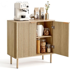 image:imageVEVOR Buffet Cabinet Sideboard Cabinet with 2Tier Storage Coffee Bar Cabinet with Adjustable Shelves Fluted Sideboard Buffet for Hallway Entryway Living Room or Kitchen OakOak
