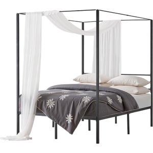image:imageVEVOR Canopy Bed Frame Full Size Metal Canopy Bed with Four Posters Design Heavy Duty Steel Slats Support Underbed Storage Space No Box Spring Needed Easy Assembly BlackFull