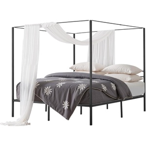 image:imageVEVOR Canopy Bed Frame Full Size Metal Canopy Bed with Four Posters Design Heavy Duty Steel Slats Support Underbed Storage Space No Box Spring Needed Easy Assembly BlackKing
