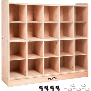image:imageVEVOR Cubby Mobile Tray Storage Cabinet 8Compartment Classroom Furniture 3Shelf Cubby Storage Shelf Premium Particleboard and Poplar Wood Easy to Use for Home Daycare and Preschool Natural20 Section
