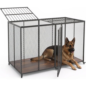 image:imageVEVOR Dog Crate Furniture 42 Inch Heavy Duty Dog Kennel Furniture Indoor for Small amp Medium Dogs Steel Decorative Pet Cage House End Table with 3 Doors Detachable Tray amp EscapeProof Locks Black640L x 330W x 408H
