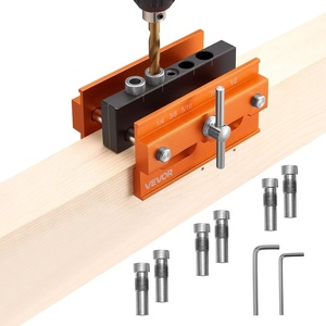 image:imageVEVOR Doweling Jig Kit Self Centering Dowel Drill Jig for Straight Holes Aluminum Alloy Woodworking Tools with 6 Drill Guide Bushings Adjustable Width for Wood Working Drilling and MarkingPro