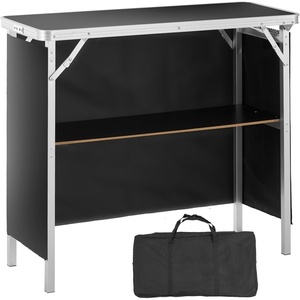 image:imageVEVOR Extra Long Folding Portable Bar Tradeshow Podium Table for Indoor Outdoor Party Picnic Exhibition Includes Carrying Case Storage Shelf and Black Skirt 7795 x 1516 x 34653839 INCH