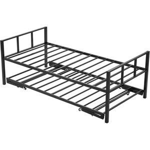 image:imageVEVOR Full Size Daybed Frame Day Bed with Trundle Heavy Duty Metal Platform Bed Frame Full Daybed with Metal Slats Support for Living Room Bedroom Guest Room Easy Assembly BlackTwin Size with Trundle