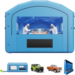 image:imageVEVOR Inflatable Paint Booth 21 x 13 x 10 ft Portable Spray Booth with 1100W Powerful Blower and Large Filter Cotton Arched Roof Blow Up Painting Tent for MidSize Pickup Truck Large Furniture