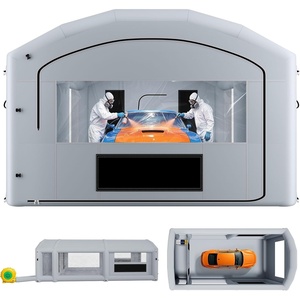 image:imageVEVOR Inflatable Paint Booth 28 x 15 x 10 ft Portable Spray Booth with 750W950W Blowers Large Filter Cotton Changing Area Arched Roof Painting Tent for MidSize Pickup Large Furniture Gray