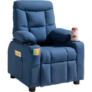 image:imageVEVOR Kids Reclining Chair Toddler Recliner with 2 Cup Holders and 4 Pockets 107 to 126 Adjustable Back EasytoClean PU Leather Recliner Couch with Footrest for Boys Girls amp Children BlueBlue