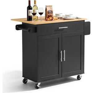 image:imageVEVOR Kitchen Island Cart with Storage 4228 in Wide Mobile Rolling Storage Island on Swivel Wheels with Drawer Storage Cabinet Drop Leaf Spice Rack Table for Home Dining Room White4228W dropleafBlack
