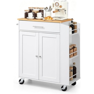 image:imageVEVOR Kitchen Island Cart with Storage 4228 in Wide Mobile Rolling Storage Island on Swivel Wheels with Drawer Storage Cabinet Drop Leaf Spice Rack Table for Home Dining Room White313WWhite