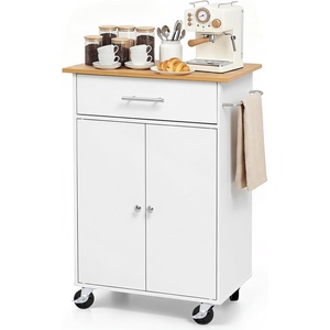 image:imageVEVOR Kitchen Island Cart with Storage 4228 in Wide Mobile Rolling Storage Island on Swivel Wheels with Drawer Storage Cabinet Drop Leaf Spice Rack Table for Home Dining Room White2484W