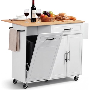 image:imageVEVOR Kitchen Island Cart with Storage 4228 in Wide Mobile Rolling Storage Island on Swivel Wheels with Drawer Storage Cabinet Drop Leaf Spice Rack Table for Home Dining Room White4606W dropleaf