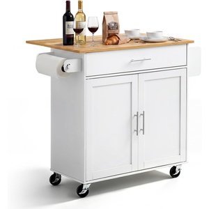 image:imageVEVOR Kitchen Island Cart with Storage 4228 in Wide Mobile Rolling Storage Island on Swivel Wheels with Drawer Storage Cabinet Drop Leaf Spice Rack Table for Home Dining Room White4228W dropleafWhite