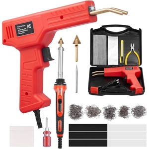 image:imageVEVOR Plastic Welding Kit 220W Plastic Welder Gun with 800PCS Hot Staples amp 56PCS Welding Rods Professional Hot Staple Welding Gun with LED Light Carrying Case for Kayak Toys Car Bumper Repair100W Gun  60 W100W Soldering Iron