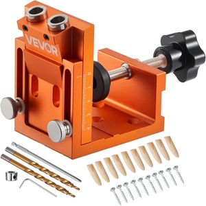 image:imageVEVOR Pocket Hole Jig Kit Adjustable and Easy to Use Pocket Hole Jig System with Step Drills Wrenches Drill Stop Rings Screws and Square Drive Bits Dual Scale Marks for DIY Carpentry ProjectsOrange
