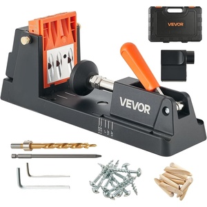image:imageVEVOR Pocket Hole Jig Kit Adjustable and Easy to Use Pocket Hole Jig System with Step Drills Wrenches Drill Stop Rings Screws and Square Drive Bits Dual Scale Marks for DIY Carpentry ProjectsBlack