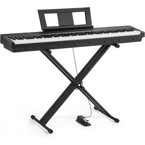 image:imageVEVOR Weighted Digital Piano 88 Keys Fully Weighted Electric Piano Keyboard with Furniture Stand Power Adapter Triple Pedal Record Function 280 Tones Wireless Connection for Beginners BlackBlack  with X Stand