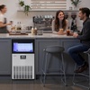 image:imageVEVOR Commercial Ice Maker Machine 120 lbs24H Ice Production 33 lbs Storage Bin 45 Cubes per Cycle Stainless Steel Under Counter amp Freestanding Ice Maker with LED Display for Home Bar Restaurant130lbs24HMoonShaped Ice