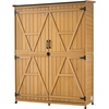 image:imageVEVOR Outdoor Storage Shed 4941 x 6398 Wood Garden Tool Shed with Lockable Doors amp Sloped Roof Waterproof Outside Storage Cabinet with Shelves amp Floor Included for Backyard Patio Lawn Brown50Lx 17Wx 64H  Standard