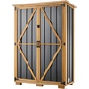 image:imageVEVOR Outdoor Storage Shed 4941 x 6398 Wood Garden Tool Shed with Lockable Doors amp Sloped Roof Waterproof Outside Storage Cabinet with Shelves amp Floor Included for Backyard Patio Lawn Brown46Lx 18Wx 68H  Standard