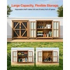 image:imageVEVOR Outdoor Storage Shed 4941 x 6398 Wood Garden Tool Shed with Lockable Doors amp Sloped Roof Waterproof Outside Storage Cabinet with Shelves amp Floor Included for Backyard Patio Lawn Brown32Lx 13Wx 40H  Standard
