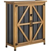 image:imageVEVOR Outdoor Storage Shed 4941 x 6398 Wood Garden Tool Shed with Lockable Doors amp Sloped Roof Waterproof Outside Storage Cabinet with Shelves amp Floor Included for Backyard Patio Lawn Brown32Lx 13Wx 40H  Standard
