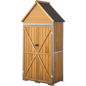 image:imageVEVOR Outdoor Storage Shed 4941 x 6398 Wood Garden Tool Shed with Lockable Doors amp Sloped Roof Waterproof Outside Storage Cabinet with Shelves amp Floor Included for Backyard Patio Lawn Brown30Lx 17Wx 67H  SlopedRoof