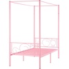 image:imageVEVOR Canopy Bed Frame Full Size Metal Canopy Bed with Minimalist Headboard amp Four Posters Design Heavy Duty Steel Slats Support Underbed Storage Space No Box Spring Needed Easy Assembly GoldTwin
