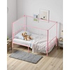 image:imageVEVOR Canopy Bed Frame Full Size Metal Canopy Bed with Minimalist Headboard amp Four Posters Design Heavy Duty Steel Slats Support Underbed Storage Space No Box Spring Needed Easy Assembly GoldTwin
