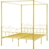 image:imageVEVOR Canopy Bed Frame Full Size Metal Canopy Bed with Minimalist Headboard amp Four Posters Design Heavy Duty Steel Slats Support Underbed Storage Space No Box Spring Needed Easy Assembly GoldQueen