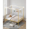 image:imageVEVOR Canopy Bed Frame Full Size Metal Canopy Bed with Minimalist Headboard amp Four Posters Design Heavy Duty Steel Slats Support Underbed Storage Space No Box Spring Needed Easy Assembly GoldQueen