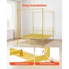 image:imageVEVOR Canopy Bed Frame Full Size Metal Canopy Bed with Minimalist Headboard amp Four Posters Design Heavy Duty Steel Slats Support Underbed Storage Space No Box Spring Needed Easy Assembly GoldQueen