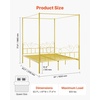 image:imageVEVOR Canopy Bed Frame Full Size Metal Canopy Bed with Minimalist Headboard amp Four Posters Design Heavy Duty Steel Slats Support Underbed Storage Space No Box Spring Needed Easy Assembly GoldQueen