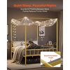 image:imageVEVOR Canopy Bed Frame Full Size Metal Canopy Bed with Minimalist Headboard amp Four Posters Design Heavy Duty Steel Slats Support Underbed Storage Space No Box Spring Needed Easy Assembly GoldQueen