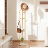 image:imageVEVOR Coat Rack Freestanding Coats Tree Stand with Stable Marble Base amp 6 Hooks Free Standing Hall Coat Rack for Entryway Bedroom Office Living Room Modern Clothes Hanger for Coats Hats Bagswith Storage Board