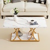 image:imageVEVOR Coffee Table Modern Faux Marble Coffee Table Large 2Tier Rectangle Center Desk with Geometric Legs Minimalist Sturdy Metal Frame Accent End Desk for Living Room Office Easy Assembly White472 Inch