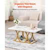 image:imageVEVOR Coffee Table Modern Faux Marble Coffee Table Large 2Tier Rectangle Center Desk with Geometric Legs Minimalist Sturdy Metal Frame Accent End Desk for Living Room Office Easy Assembly White393 Inch