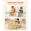 image:imageVEVOR Montessori Weaning Table and Chair Set Wooden Kids Table and Chair Set for Toddlers 15 Step Stool with Whiteboard and 3 Heights Adjustable Easy to Clean for Eating Drawing Reading PlayingNatural