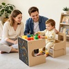 image:imageVEVOR Montessori Weaning Table and Chair Set Wooden Kids Table and Chair Set for Toddlers 15 Step Stool with Whiteboard and 3 Heights Adjustable Easy to Clean for Eating Drawing Reading PlayingNatural