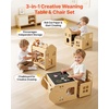 image:imageVEVOR Montessori Weaning Table and Chair Set Wooden Kids Table and Chair Set for Toddlers 15 Step Stool with Whiteboard and 3 Heights Adjustable Easy to Clean for Eating Drawing Reading PlayingNatural