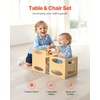image:imageVEVOR Montessori Weaning Table and Chair Set Wooden Kids Table and Chair Set for Toddlers 15 Step Stool with Whiteboard and 3 Heights Adjustable Easy to Clean for Eating Drawing Reading PlayingNatural