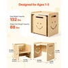 image:imageVEVOR Montessori Weaning Table and Chair Set Wooden Kids Table and Chair Set for Toddlers 15 Step Stool with Whiteboard and 3 Heights Adjustable Easy to Clean for Eating Drawing Reading PlayingNatural Wood