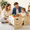 image:imageVEVOR Montessori Weaning Table and Chair Set Wooden Kids Table and Chair Set for Toddlers 15 Step Stool with Whiteboard and 3 Heights Adjustable Easy to Clean for Eating Drawing Reading PlayingNatural Wood