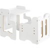 image:imageVEVOR Montessori Weaning Table and Chair Set Wooden Kids Table and Chair Set for Toddlers 15 Step Stool with Whiteboard and 3 Heights Adjustable Easy to Clean for Eating Drawing Reading PlayingWhite