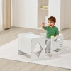 image:imageVEVOR Montessori Weaning Table and Chair Set Wooden Kids Table and Chair Set for Toddlers 15 Step Stool with Whiteboard and 3 Heights Adjustable Easy to Clean for Eating Drawing Reading PlayingWhite