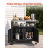 image:imageVEVOR Outdoor Grill Cart with Sink and Storage Cabinet 52 Inch Grill Table Waterproof Kitchen Island with Stainless Steel Top Spice Rack Wheel Movable Food Prep Station for Patio Bar Backyard BBQ364 Inch