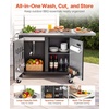 image:imageVEVOR Outdoor Grill Cart with Sink and Storage Cabinet 52 Inch Grill Table Waterproof Kitchen Island with Stainless Steel Top Spice Rack Wheel Movable Food Prep Station for Patio Bar Backyard BBQ52 Inch