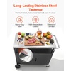image:imageVEVOR Outdoor Grill Cart with Sink and Storage Cabinet 52 Inch Grill Table Waterproof Kitchen Island with Stainless Steel Top Spice Rack Wheel Movable Food Prep Station for Patio Bar Backyard BBQ364 Inch
